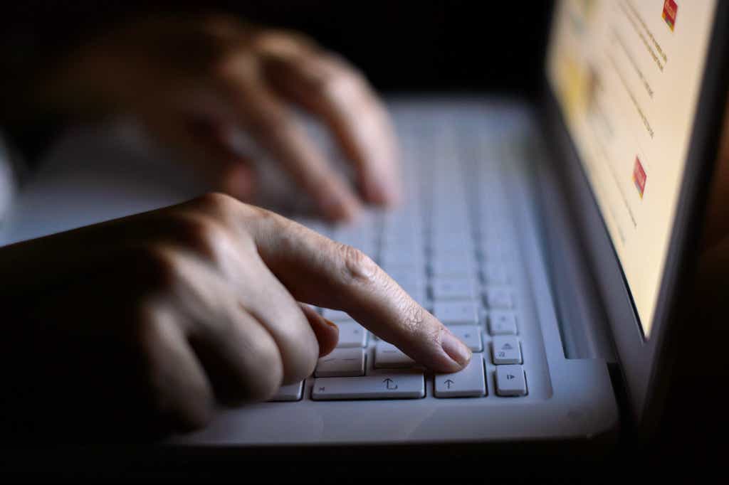 Person typing